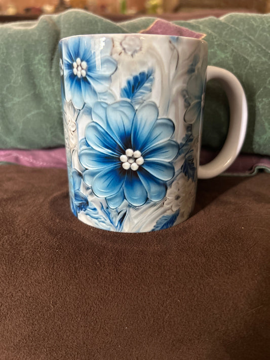 Blue flower mug